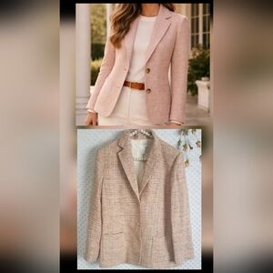 NWOT 100% Silk Womens Pink Tweed Blazer Jacket Size 10 Old Money Quiet Luxery